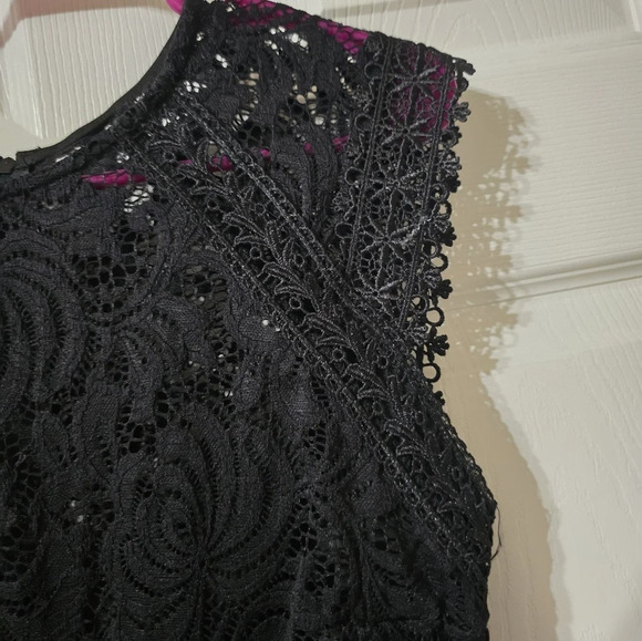 NWT Bisou Bisou Black Lace Shift Midi Dress, Fitted, Cap Sleeves, Lined, Size 6. - Picture 9 of 15
